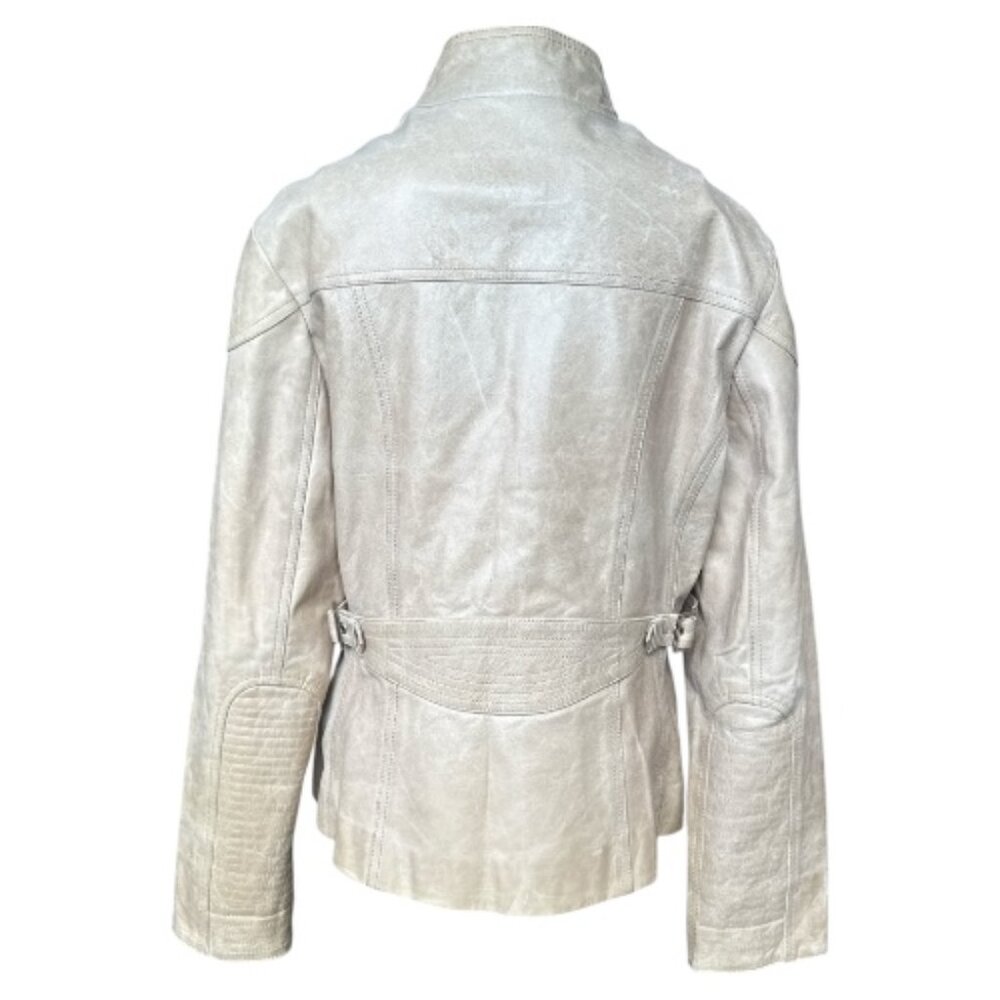 Schott NYC Vintage Women's Leather Jacket Cream Size Medium - Picture 3 of 11